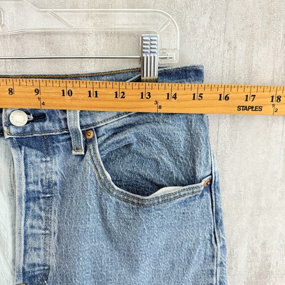 Levi's 501 Cropped Jeans Women’s 30x26 Straight-Leg High Rise Blue Two Tone - Picture 11 of 16
